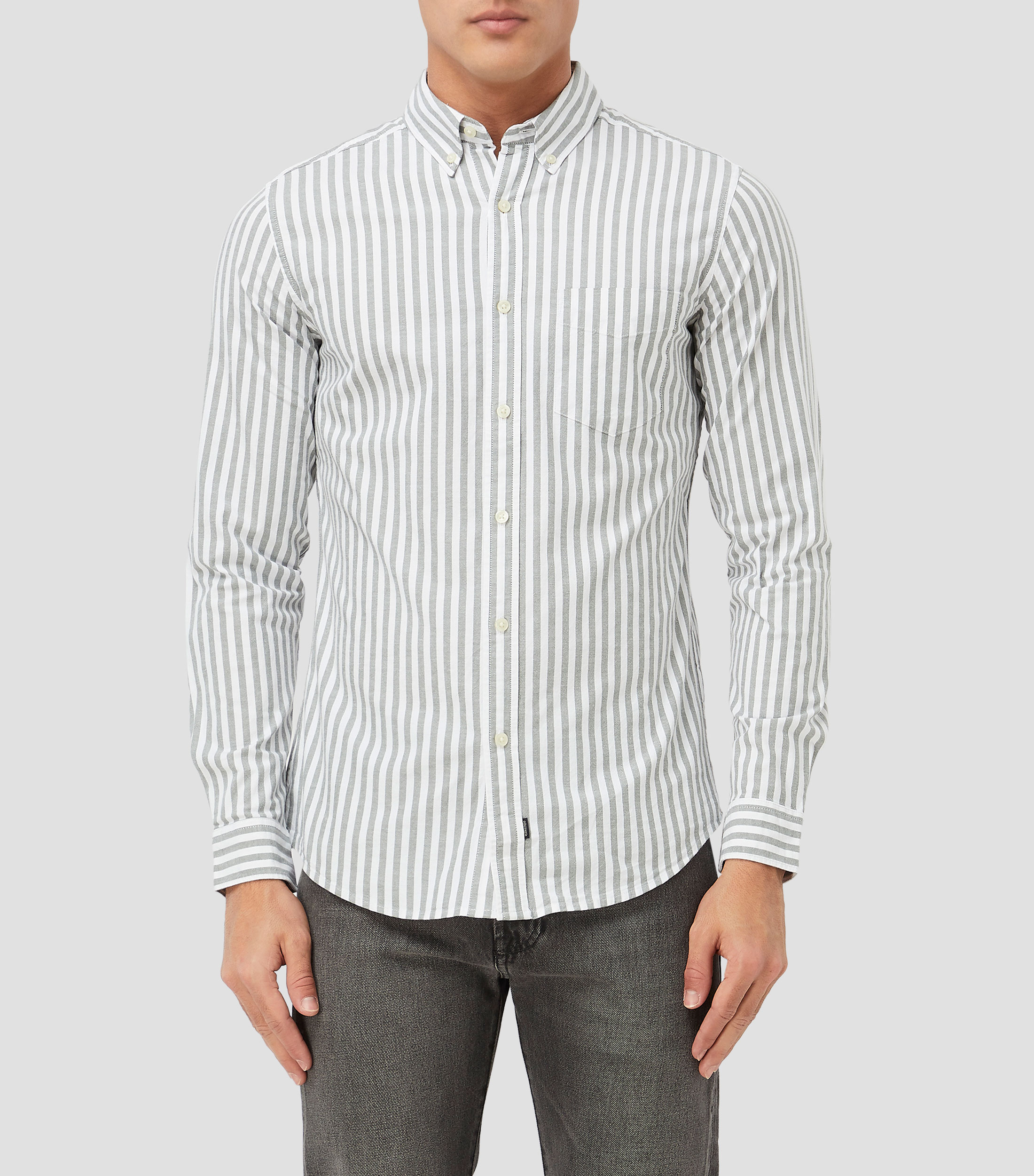 Camisa a rayas manga larga Hombre